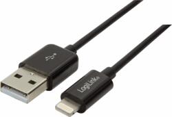 LogiLink UA0240 USB-A apa - Lightning apa 2.0 Adat és töltőkábel - Fekete (0.18m) (UA0240)