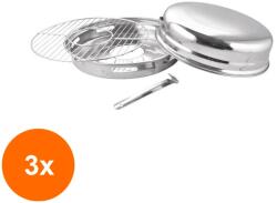 Grunberg Set 3 x Gratar din Inox cu Capac si Maner pentru Aragaz, 32.5 x 13.5 cm, Grunberg (GUJ-3xJN866/1)