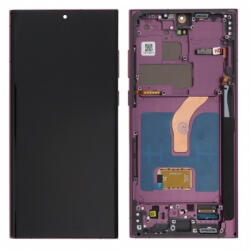 Samsung S908B Galaxy S22 Ultra 5G EU verzió előlap keret, lcd kijelző és érintőpanel, fekete (OLED, Kis Kijelzős változat)