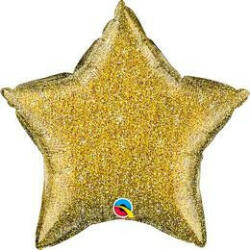  Egyszínű csillag fólia lufi 20" 50cm Glitteres Csillogó Gold/Arany Csillag, 88925 (LUFI727976)