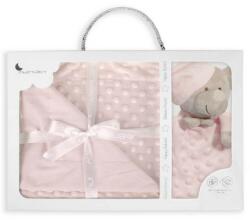 Inter Baby Set cadou nou nascuti cu paturica pufoasa si ursulet atasament Inter Baby roz (IBPD001-02) Lenjerii de pat bebelusi‎, patura bebelusi