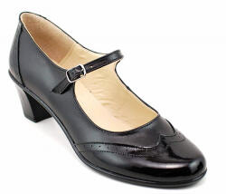 Rovi Design OFERTA 38, 39 Pantofi dama comozi si eleganti, din piele naturala BOX si LAC, cu toc de 5CM - LP104NL5