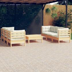 vidaXL Set mobilier grădină cu perne crem, 7 piese, lemn de pin (3096118) - comfy