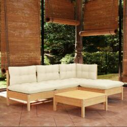 vidaXL Set mobilier grădină cu perne crem, 5 piese, lemn de pin (3096304) - comfy