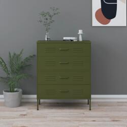 vidaXL Comodă cu sertare, verde măsliniu, 80x35x101, 5 cm oțel (336198) - comfy