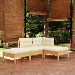 vidaXL Set mobilier grădină cu perne crem, 4 piese, lemn masiv de pin (3096286) - comfy