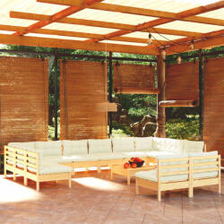 vidaXL Set mobilier grădină cu perne crem, 13 piese, lemn masiv de pin (3097229)