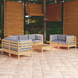 vidaXL Set mobilier grădină cu perne, 8 piese, gri, lemn masiv pin (3096261)