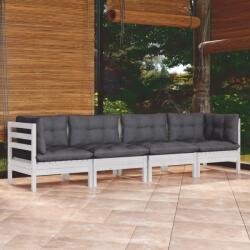 vidaXL Set mobilier de grădină cu perne, 4 piese, lemn masiv de pin (3096149) - comfy