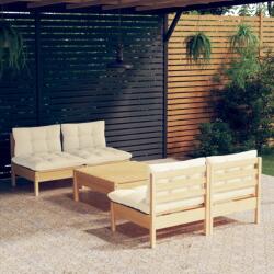 vidaXL Set mobilier grădină cu perne crem, 5 piese, lemn de pin (3096004) - comfy