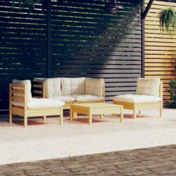 vidaXL Set mobilier grădină cu perne crem, 5 piese, lemn masiv de pin (3096178) - comfy