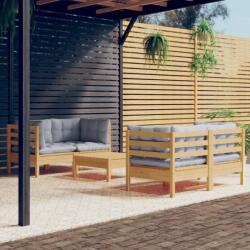 vidaXL Set mobilier de grădină cu perne, 5 piese, gri, lemn masiv pin (3096021) - comfy