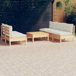 vidaXL Set mobilier grădină cu perne crem, 6 piese, lemn de pin (3096088) - comfy