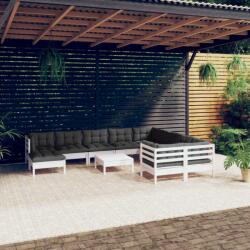 vidaXL Set mobilier de grădină cu perne, 11 piese, alb lemn de pin (3097038) - comfy