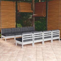 vidaXL Set mobilier de grădină cu perne, 9 piese, lemn masiv pin (3096143)