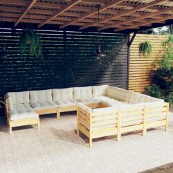 vidaXL Set mobilier grădină cu perne crem, 11 piese, lemn de pin (3097043) - comfy