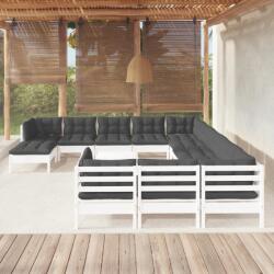 vidaXL Set mobilier de grădină cu perne, 13 piese, alb, lemn de pin (3097074) - comfy