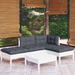 vidaXL Set mobilier de grădină cu perne, 5 piese, alb, lemn de pin (3096293) - comfy