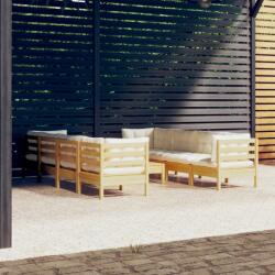vidaXL Set mobilier grădină cu perne crem, 9 piese, lemn masiv de pin (3096166)