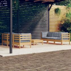 vidaXL Set mobilier de grădină cu perne, 7 piese, gri, lemn masiv pin (3096117) - comfy