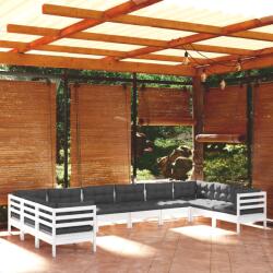 vidaXL Set mobilier de grădină cu perne, 10 piese, alb, lemn masiv pin (3097332) - comfy