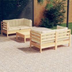 vidaXL Set mobilier grădină cu perne crem, 5 piese, lemn masiv de pin (3096022) - comfy