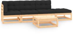 vidaXL Set mobilier grădină cu perne, 5 piese, lemn masiv de pin (3083775)