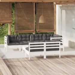 vidaXL Set mobilier de grădină cu perne, 8 piese, alb, lemn masiv pin (3096449)