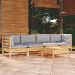 vidaXL Set mobilier de grădină cu perne gri, 5 piese, lemn masiv pin (3096153)
