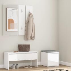 vidaXL Set mobilier pentru hol, alb extralucios, lemn prelucrat (3082050) Garderoba