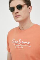 Pepe Jeans pamut póló Richme narancssárga, nyomott mintás - narancssárga M
