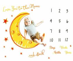 drool Paturica Milestone plusata pentru fotografii memorabile Luna Galbena Drool (2lun1) - babyneeds Lenjerii de pat bebelusi‎, patura bebelusi