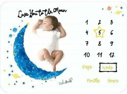 drool Paturica Milestone plusata pentru fotografii memorabile Luna Bleu Drool (drl1082) - babyneeds Lenjerii de pat bebelusi‎, patura bebelusi