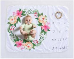 drool Paturica Milestone plusata pentru fotografii memorabile Flori Drool (1fl2) - babyneeds Lenjerii de pat bebelusi‎, patura bebelusi