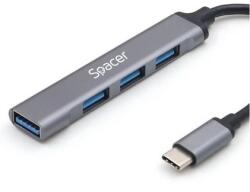Spacer Hub USB Spacer SPHB-TYPEC-4U-01, 3x USB 2.0 + 1x USB 3.0, Gray (SPHB-TYPEC-4U-01) - forit