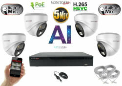 Monitorrs Security - AI IP Dóm kamerarendszer 2-4 kamerával 5 Mpix WD - 6370AK4