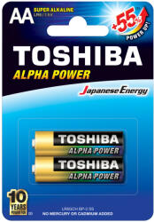 9518 TOSHIBA ALPHA POWER LR6 AA 1, 5 V alkáli elemek buborékcsomagolás 2db (TOSBAT0015)