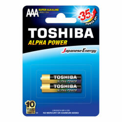 9518 TOSHIBA ALPHA POWER LR03 AAA 1, 5 V alkáli elemek buborékcsomagolás 2db (TOSBAT0005)