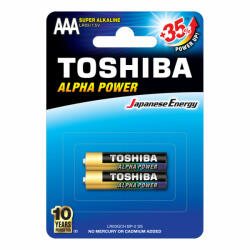 Toshiba ALPHA POWER LR03 AAA 1, 5 V alkáli elemek buborékcsomagolás 2db (TOSBAT0005)