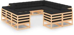 vidaXL Set mobilier de grădină perne antracit 12 piese lemn masiv pin (3083863)