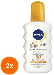 Nivea Set 2 x Spray cu Protectie Solara Nivea Sun Kids Protect & Sensitive, SPF 50+, pentru Copii, 200 ml (ROC-2xMAG1008590TS)