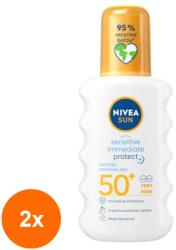 Nivea Set 2 x Spray de Protectie Solara Nivea Sun Sensitive Immediate Protect, SPF 50+, 200 ml (ROC-2xMAG1015472TS)