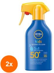 Nivea Set 2 x Lotiune cu Protectie Solara Nivea Sun Kids Protect & Care 5 in 1 SPF 50+, pentru Copii, 270 ml (ROC-2xMAG1017552TS)