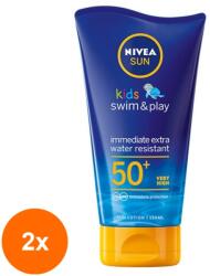 Nivea Set 2 x Lotiune de Corp pentru Protectie Solara Nivea Sun Kids Swim & Play SPF 50+, 150 ml (ROC-2xMAG1008594TS)
