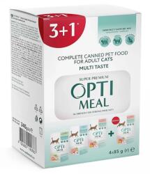 Optimeal Optimeal, Hrana umeda pisici, diferite arome, set Nr. 4, (3+1), 0.34kg