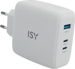 ISY IAC 5140 GaN Hálózati töltő adapter, max 140W, USB-A, 2xUSB Type-C, fehér (2V225496) (IAC-5140)