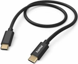 Hama Fabric USB Type-C apa - USB Type-C apa Adat és töltő kábel - Fekete (1.5m) (201547)