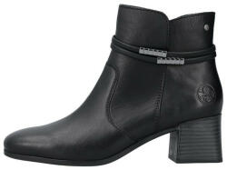 Rieker Botine dama, Rieker, 70973-00-Negru, casual, piele naturala, cu toc, negru (Marime: 38)