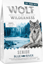 Wolf of Wilderness Wolf of Wilderness Preț special! 2 x 1 kg hrană uscată câini - Senior "Blue River" Pui crescut în aer liber & somon