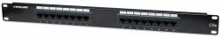 MANHATTAN 513548 Patch panel - CAT5e UTP patch panel, 16 portos, 1U, Fekete (513548) - hik-online